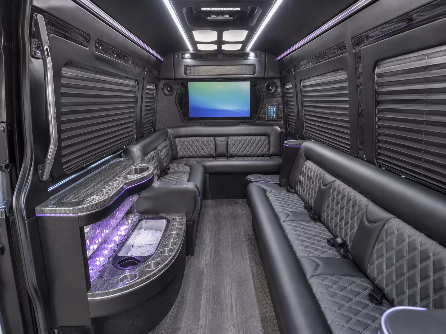 cedar park 18 passenger party bus inside